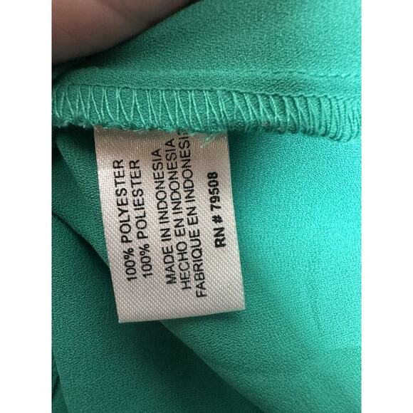 VIOLET + CLAIRE Pleated V-Neck Sleeveless Top Womens S Kelly Green Minimalist - Picture 7 of 9